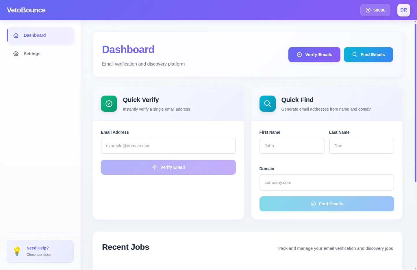 VetoBounce Dashboard Preview